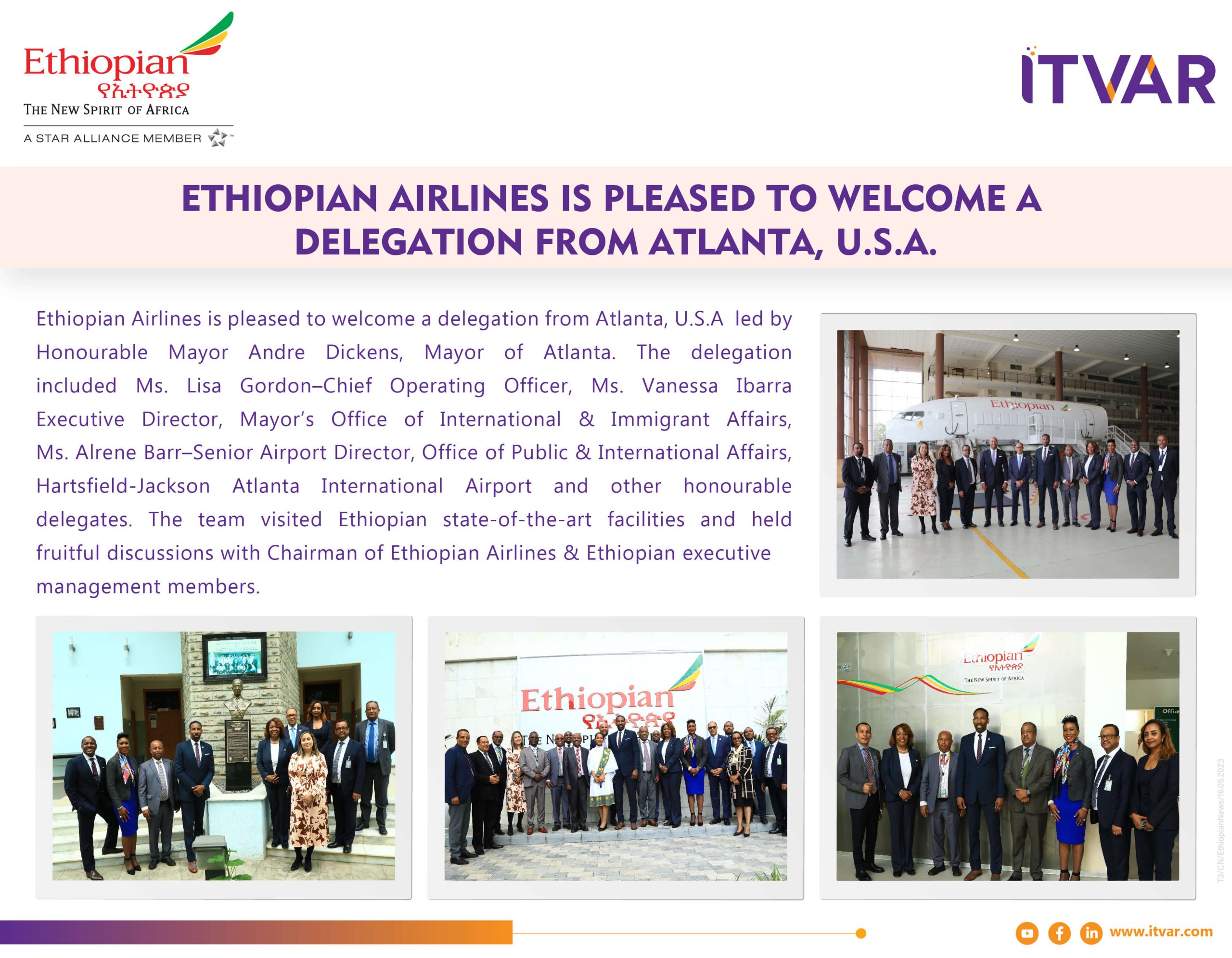 Ethipian Airlines Is Pleased To Welcome A Delegation From Atlanta, U.S.A.